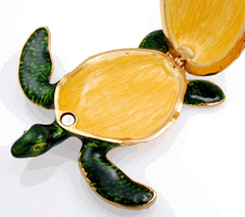 Orange Turtle Cremation Keepsake shown open